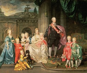 Leopold I, grão-duque da Toscana (1747-1792) (posteriormente Leopoldo II, imperador da Áustria, 1790-92) com sua esposa Maria Ludovica e seus filhos, incluindo Franz (mais tarde imperador Franz II), 1776 45: Leopoldo II